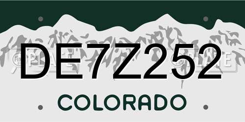 DE7Z252 Colorado License Plate
