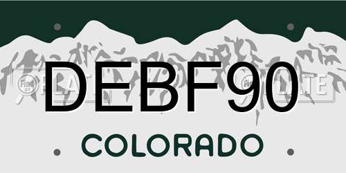 DEBF90 Colorado License Plate