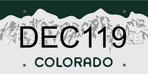 DEC119 Colorado License Plate
