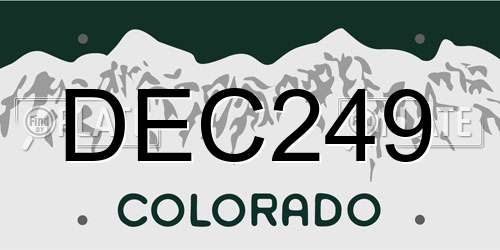 DEC249 Colorado License Plate