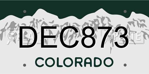 DEC873 Colorado License Plate
