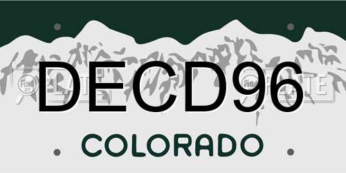 DECD96 Colorado License Plate