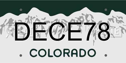DECE78 Colorado License Plate