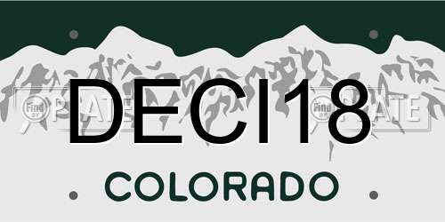 DECI18 Colorado License Plate