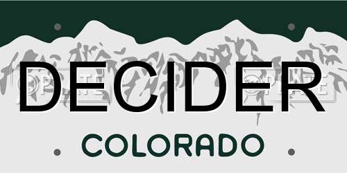 DECIDER Colorado License Plate