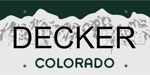 DECKER Colorado License Plate