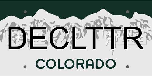 DECLTTR Colorado License Plate