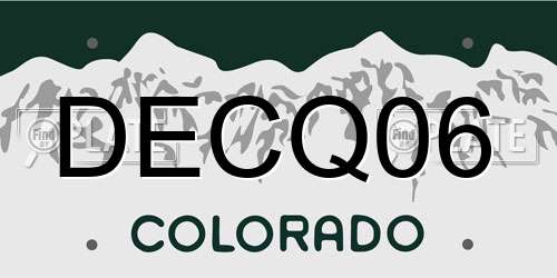 DECQ06 Colorado License Plate