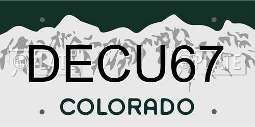 DECU67 Colorado License Plate