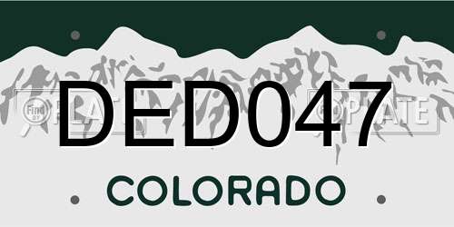 DED047 Colorado License Plate