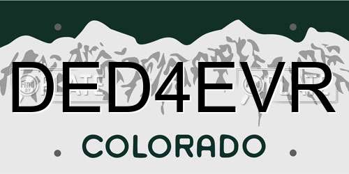 DED4EVR Colorado License Plate