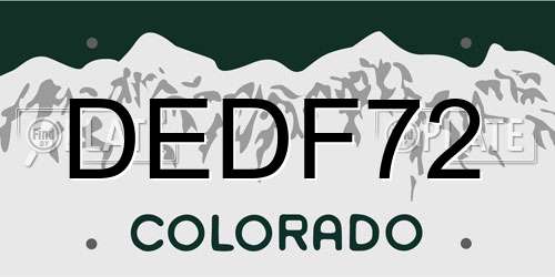 DEDF72 Colorado License Plate