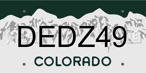 DEDZ49 Colorado License Plate