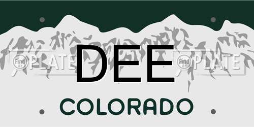 DEE Colorado License Plate