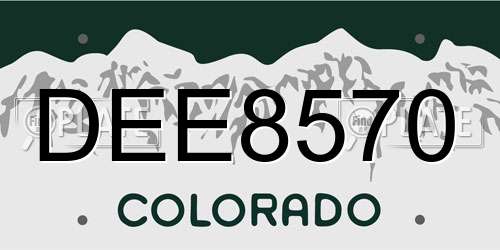 DEE8570 Colorado License Plate