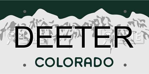 DEETER Colorado License Plate