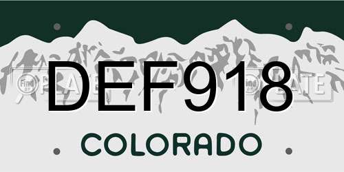 DEF918 Colorado License Plate