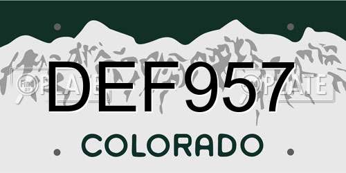DEF957 Colorado License Plate