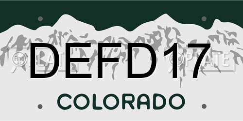 DEFD17 Colorado License Plate