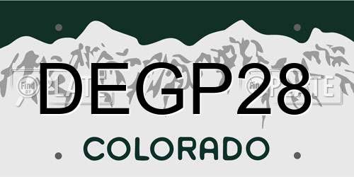 DEGP28 Colorado License Plate