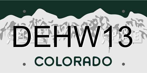 DEHW13 Colorado License Plate