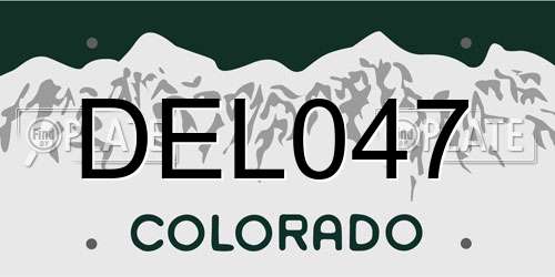 DEL047 Colorado License Plate