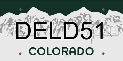 DELD51 Colorado License Plate