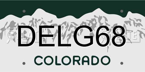 DELG68 Colorado License Plate