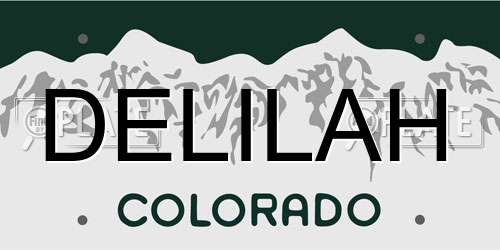 DELILAH Colorado License Plate