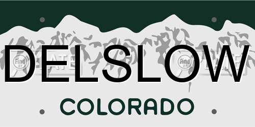 DELSLOW Colorado License Plate
