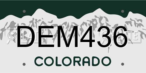 DEM436 Colorado License Plate
