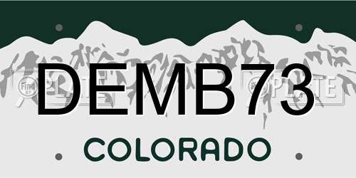 DEMB73 Colorado License Plate