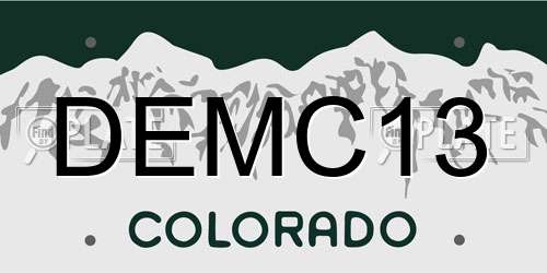 DEMC13 Colorado License Plate