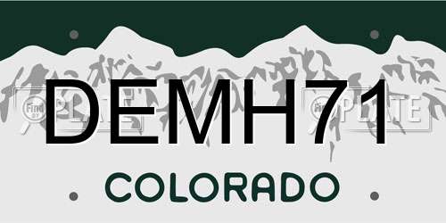 DEMH71 Colorado License Plate