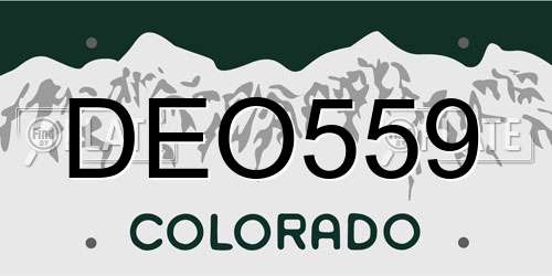 DEO559 Colorado License Plate
