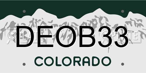 DEOB33 Colorado License Plate