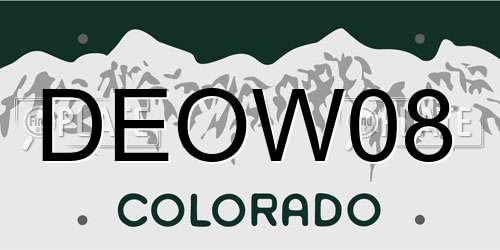 DEOW08 Colorado License Plate
