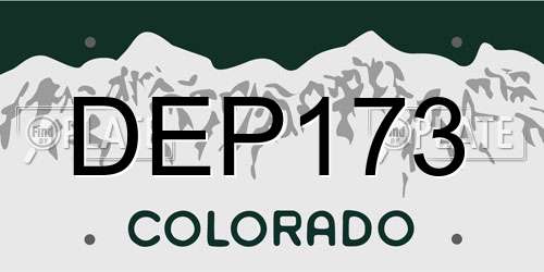 DEP173 Colorado License Plate