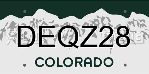 DEQZ28 Colorado License Plate