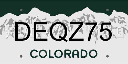 DEQZ75 Colorado License Plate
