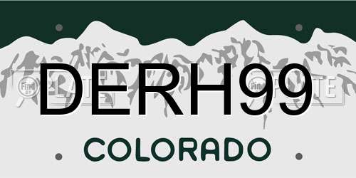 DERH99 Colorado License Plate