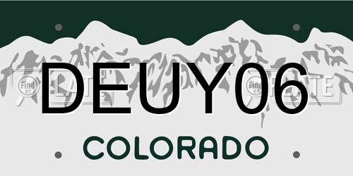 DEUY06 Colorado License Plate