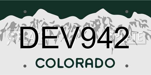 DEV942 Colorado License Plate
