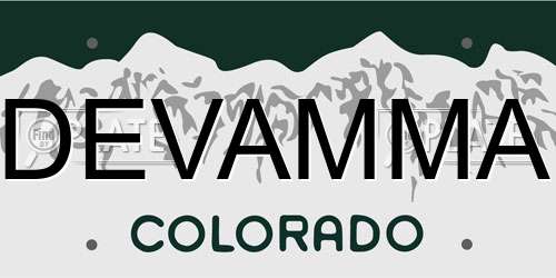 DEVAMMA Colorado License Plate