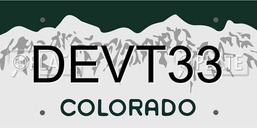 DEVT33 Colorado License Plate