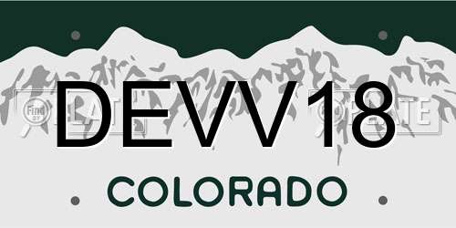 DEVV18 Colorado License Plate