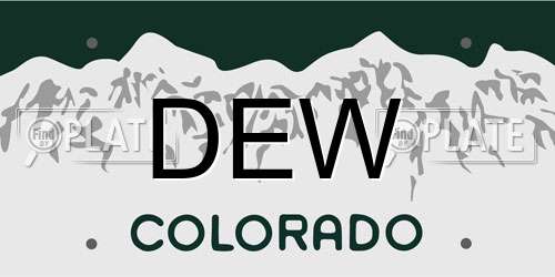 DEW Colorado License Plate