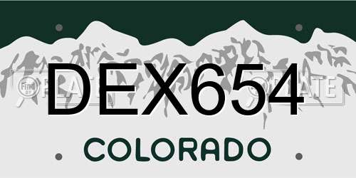 DEX654 Colorado License Plate
