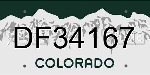 DF34167 Colorado License Plate