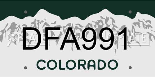 DFA991 Colorado License Plate